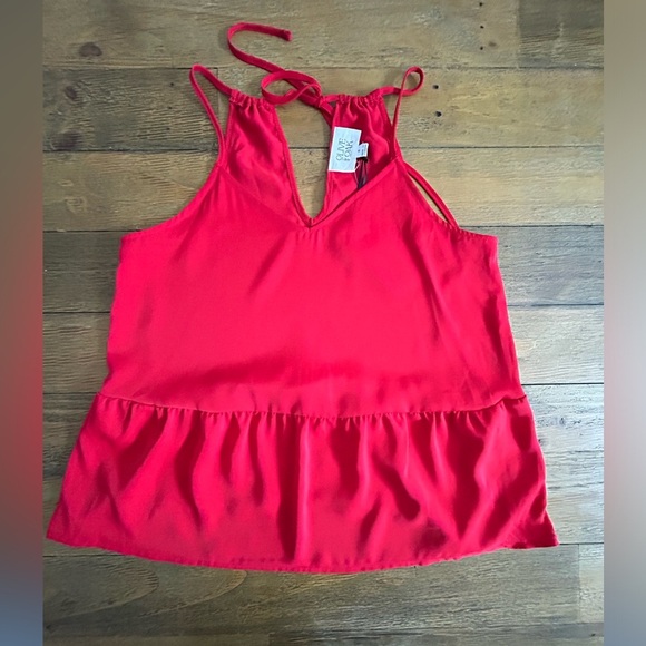 OLIVE AND OAK Red Halter Peplum top Femenine - Picture 1 of 6